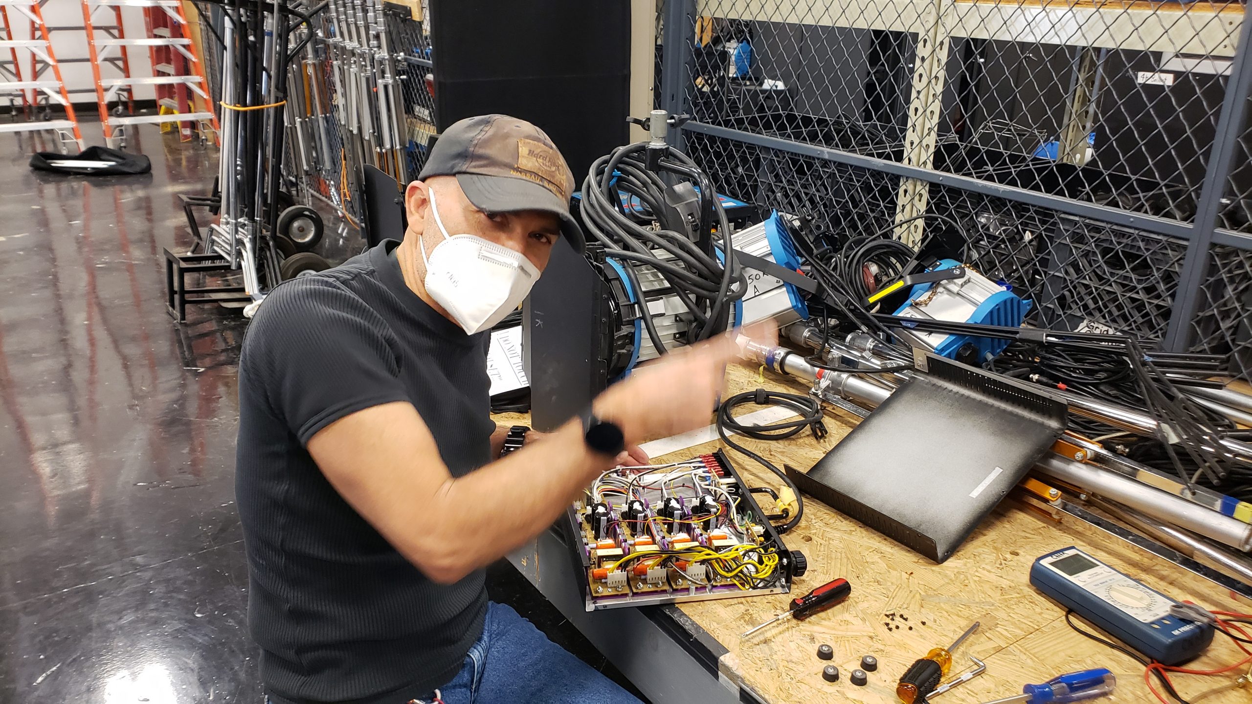 During Covid times Carlos Vilkerman kept busy repairing gear.